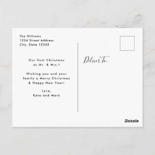 Modernes Minimal Verheiratetes Weihnachtsgeschenk  Postkarte (Rückseite)