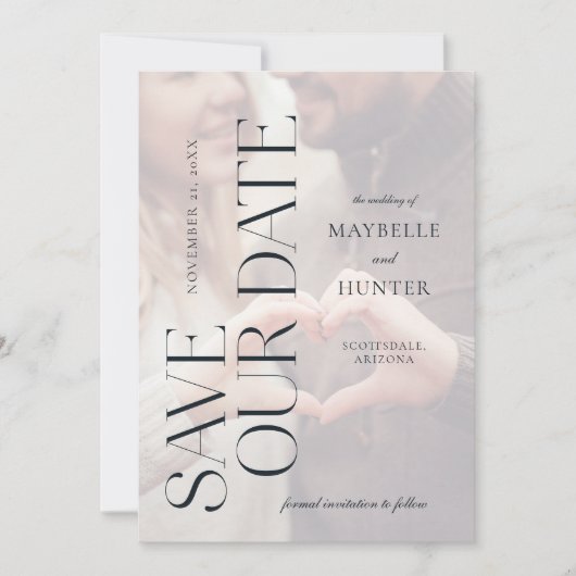 Modernes Minimal-Verlobung-Foto Rette unser Datum Save The Date (Vorderseite)