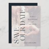 Modernes Minimal-Verlobung-Foto Rette unser Datum Save The Date (Vorne/Hinten)