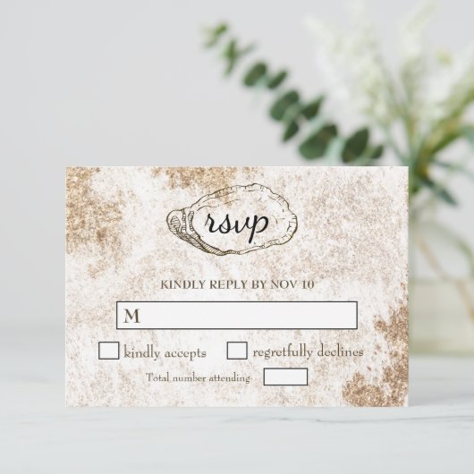 Modernes Minimal Watercolor Oyster Beach UAWG Begleitkarte (Stehend Vorderseite)