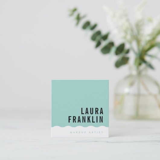 MODERNES MINIMAL WAVE schlichte Pfefferminzgrün Quadratische Visitenkarte (Stehend Vorderseite)