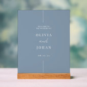 Modernes Minimal Wedding Dusty Blue Willkommen Acrylschild (Neutral)