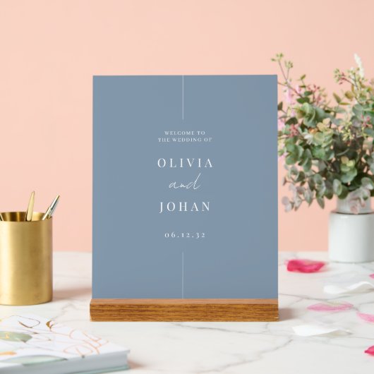 Modernes Minimal Wedding Dusty Blue Willkommen Acrylschild (Hochzeit)