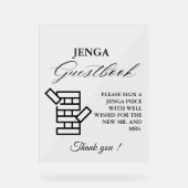 Modernes Minimal Wedding Jenga Game Gästebuchzeich Acrylschild (Vorderseite)