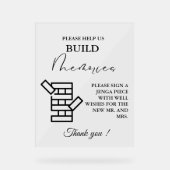 Modernes Minimal Wedding Jenga Game Gästebuchzeich Acrylschild (Vorderseite)