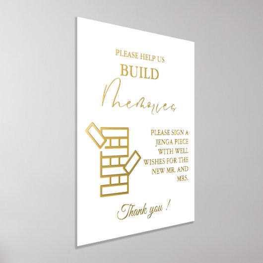 Modernes Minimal Wedding Jenga Game Gästebuchzeich Foliendrucke (Ablage )