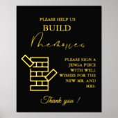 Modernes Minimal Wedding Jenga Game Gästebuchzeich Foliendrucke (Vorderseite)