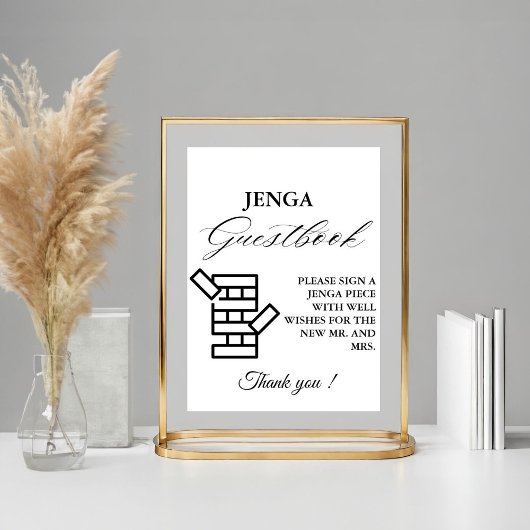 Modernes Minimal Wedding Jenga Game Gästebuchzeich Poster