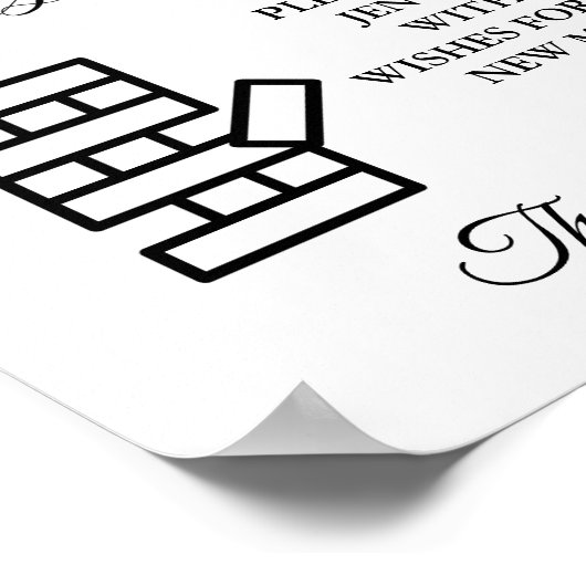 Modernes Minimal Wedding Jenga Game Gästebuchzeich Poster (Ecke)