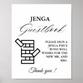 Modernes Minimal Wedding Jenga Game Gästebuchzeich Poster (Vorne)