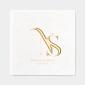 Modernes Minimal | Wedding Monogram Napkins Servietten Mit Folie (Vorderseite)