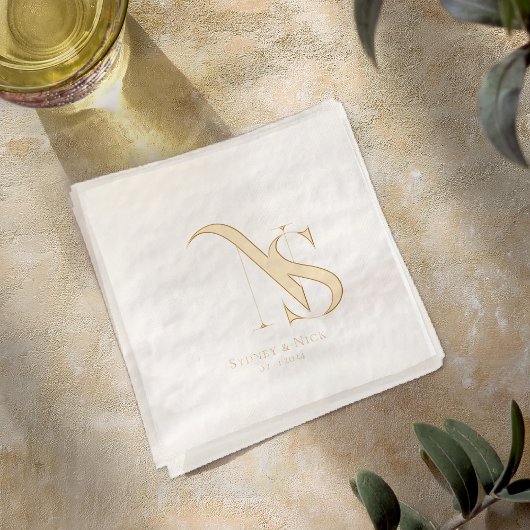 Modernes Minimal | Wedding Monogram Napkins Servietten Mit Folie