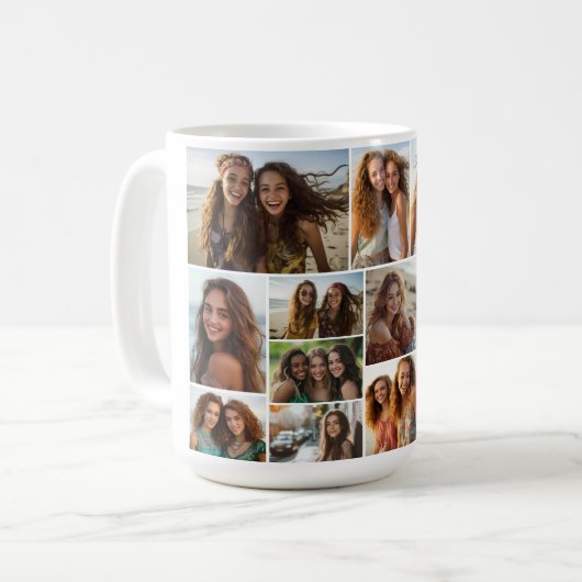 Modernes Minimal Weiß mit 12 Fotomaterial Kaffeetasse (Vorderseite Links)