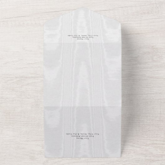 Modernes Minimal weißes Satin Taffeta Kein Abendes All In One Einladung (Außenbereich)