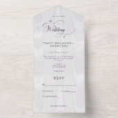 Modernes Minimal weißes Satin Taffeta Kein Abendes All In One Einladung (Innen Boden)