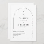 Modernes Minimal-White-Arch-QR-Foto Einladung (Vorne/Hinten)