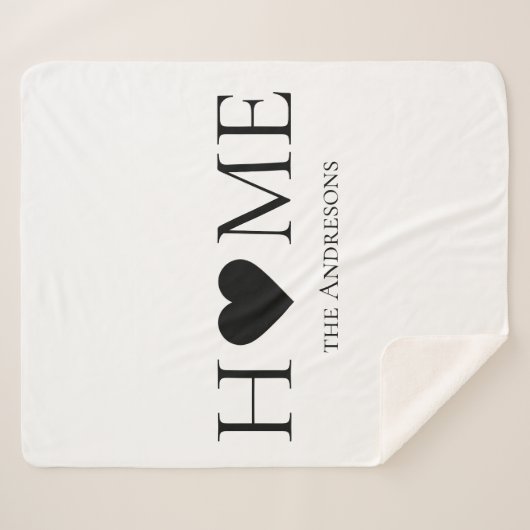 Modernes Minimal-Zuhause-Personalisiertes Geschenk Sherpadecke (Vorderseite (Horizontal))