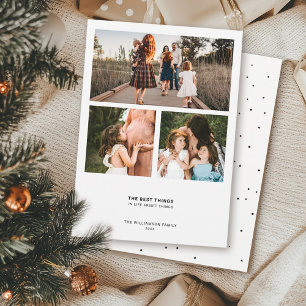 Modernes Minimalangebot   Einfache 3 FotoCollage Feiertagskarte