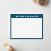 Modernes Minimalblau Personalisiert Mitteilungskarte (Vorderseite/Rückseite Beispiel)