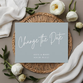 Modernes Minimalblau verändert die Ankündigung Postkarte