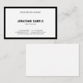 Modernes Minimaldesign Elegant Schwarz-weiß BW Sch Visitenkarte (Vorne/Hinten)