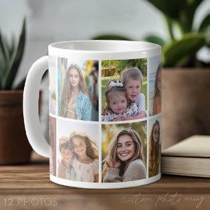 Modernes, minimales 12-Foto-Collage mit weißem Hin Kaffeetasse