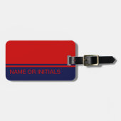 Modernes, minimales 2-Farbdesign mit Name Blue Red Gepäckanhänger (Vorderseite horizontal)