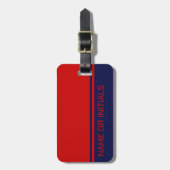 Modernes, minimales 2-Farbdesign mit Name Blue Red Gepäckanhänger (Vorderseite vertikal)