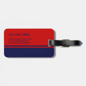 Modernes, minimales 2-Farbdesign mit Name Blue Red Gepäckanhänger (Rückseite horizontal)