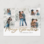 Modernes, minimales 5 Foto Weihnachtsgeschenk Feiertagspostkarte (Vorderseite)