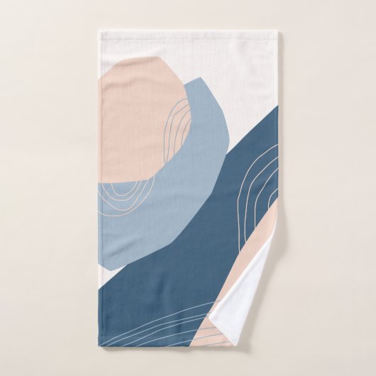 Modernes minimales abstrakt geometrisches Blau & R Badhandtuch Set (Handtuch)