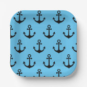 Modernes minimales Ankermuster-Drehkissen Pappteller (Vorderseite)