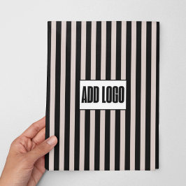 Modernes, minimales Beige-Black Stripes-Logo Geschenkpapier Set