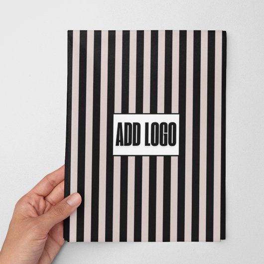 Modernes, minimales Beige-Black Stripes-Logo Geschenkpapier Set