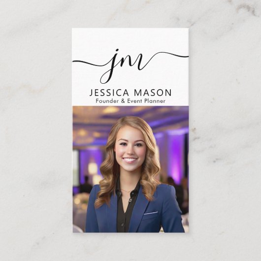 Modernes Minimales Berufliches Script Monogram Fot Visitenkarte (Vorderseite)