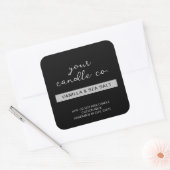 Modernes, minimales Black Candle Label Quadratischer Aufkleber (Umschlag)