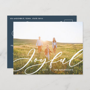 Modernes, minimales Blatt-1-Foto-Drehbuch Feiertagspostkarte