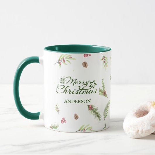 Modernes, minimales Blattwerk Elegante Drehbuch We Tasse (Mit Donut)
