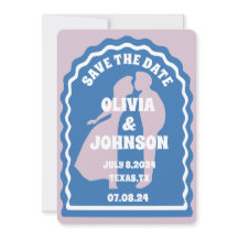 Modernes, minimales Blue Retro Wavy Arch Bold Date