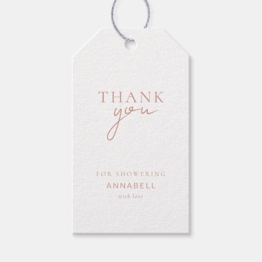 Modernes, minimales "DANK YOU"-Brautparty Geschenkanhänger (Vorderseite)