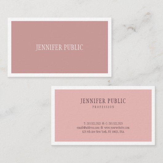 Modernes Minimales Design Einfache Schlichte Elega Visitenkarte (Vorne/Hinten)