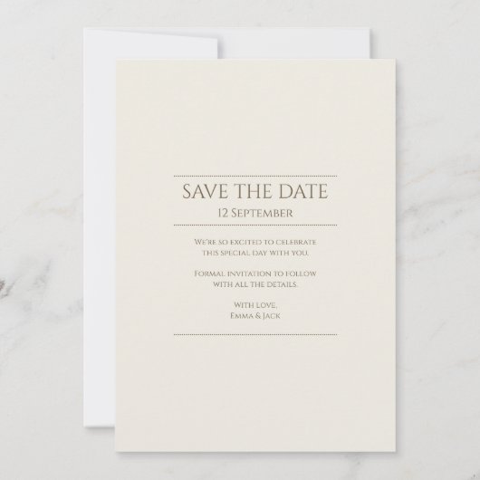 Modernes minimales doppeltes Foto Save the Date Einladung (Rückseite)