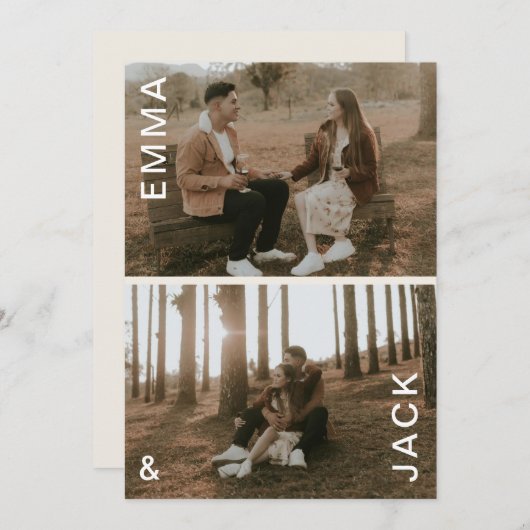 Modernes minimales doppeltes Foto Save the Date Einladung (Vorne/Hinten)