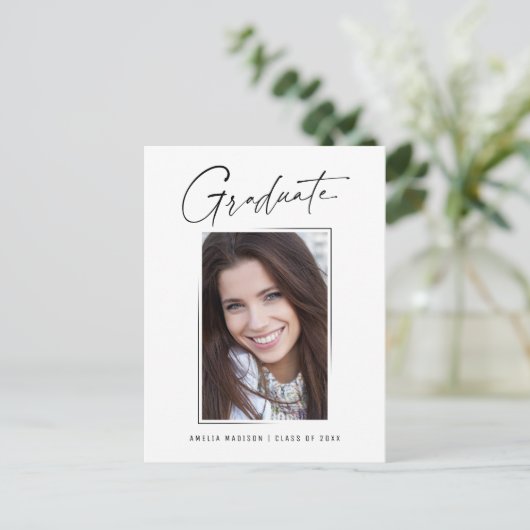 Modernes, minimales, einzigartiges Ink Script Grad Postkarte (Stehend Vorderseite)