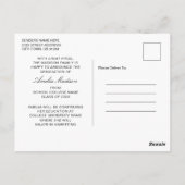 Modernes, minimales, einzigartiges Ink Script Grad Postkarte (Rückseite)