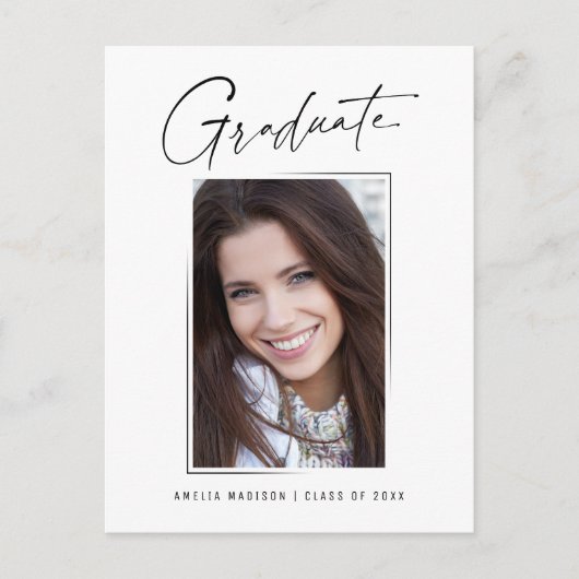 Modernes, minimales, einzigartiges Ink Script Grad Postkarte (Vorderseite)