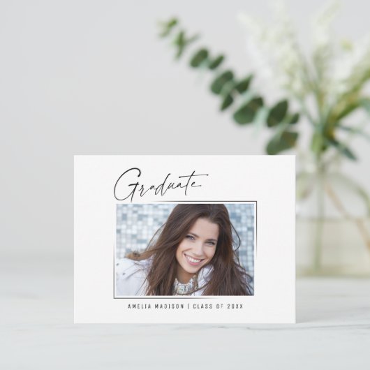 Modernes, minimales, einzigartiges Ink Script Grad Postkarte (Stehend Vorderseite)