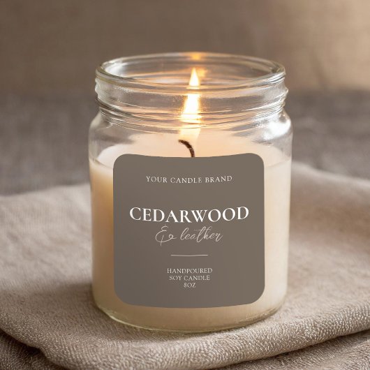 Modernes, minimales Elegantes Candle Label Quadratischer Aufkleber