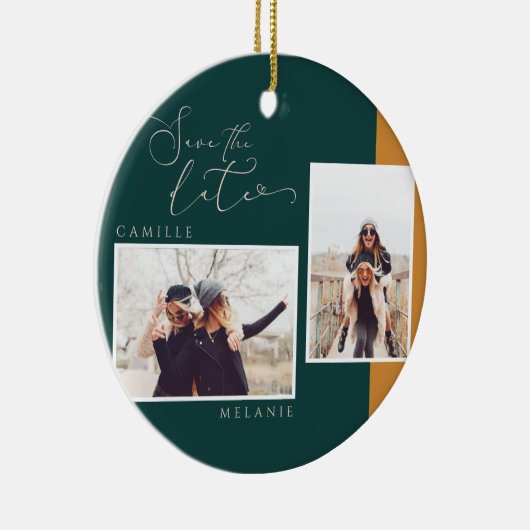 Modernes, minimales Elegantes Gold & Aquamarin Zwe Keramik Ornament (Rechts)