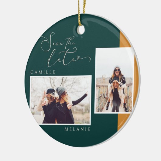 Modernes, minimales Elegantes Gold & Aquamarin Zwe Keramik Ornament (Links)